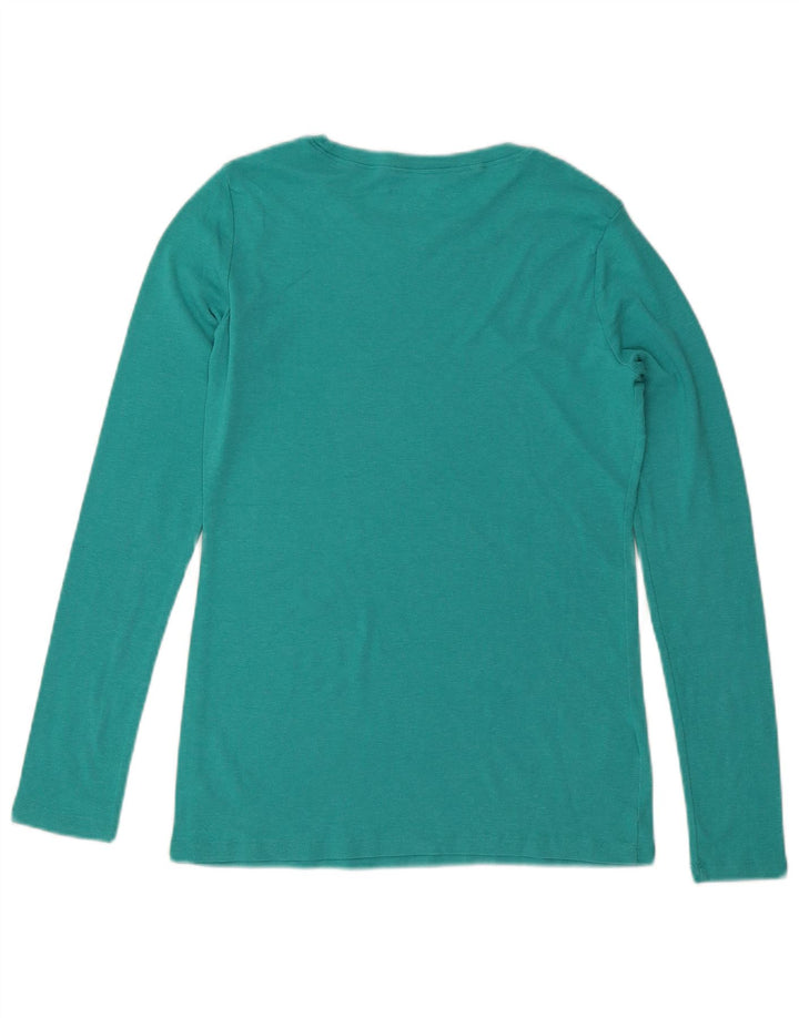 EDDIE BAUER Camiseta de mujer de manga larga UK 14 Grande Algodón turquesa