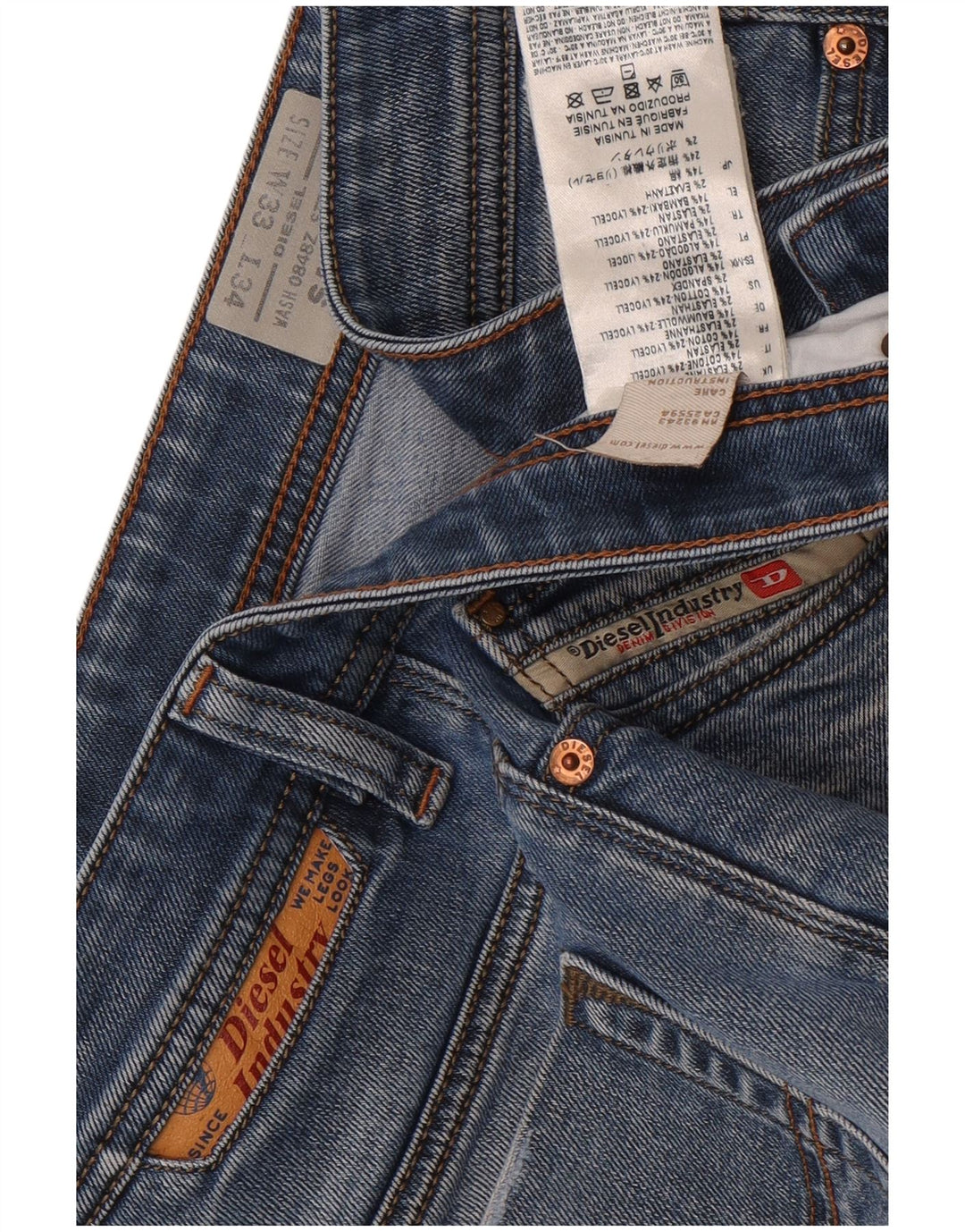 Diesel Vaqueros Rectos Para Hombre W33 L34 Algodón Azul