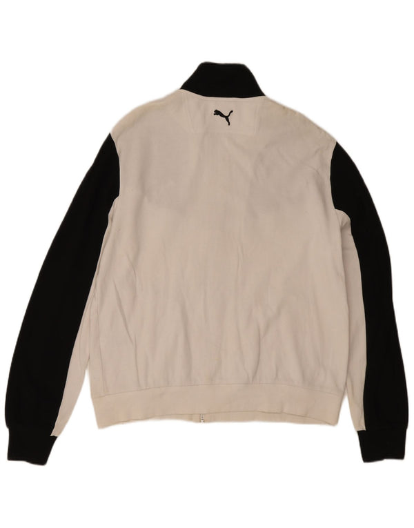 Puma Chaqueta de chándal para hombre, talla grande, algodón blanco con bloques de color