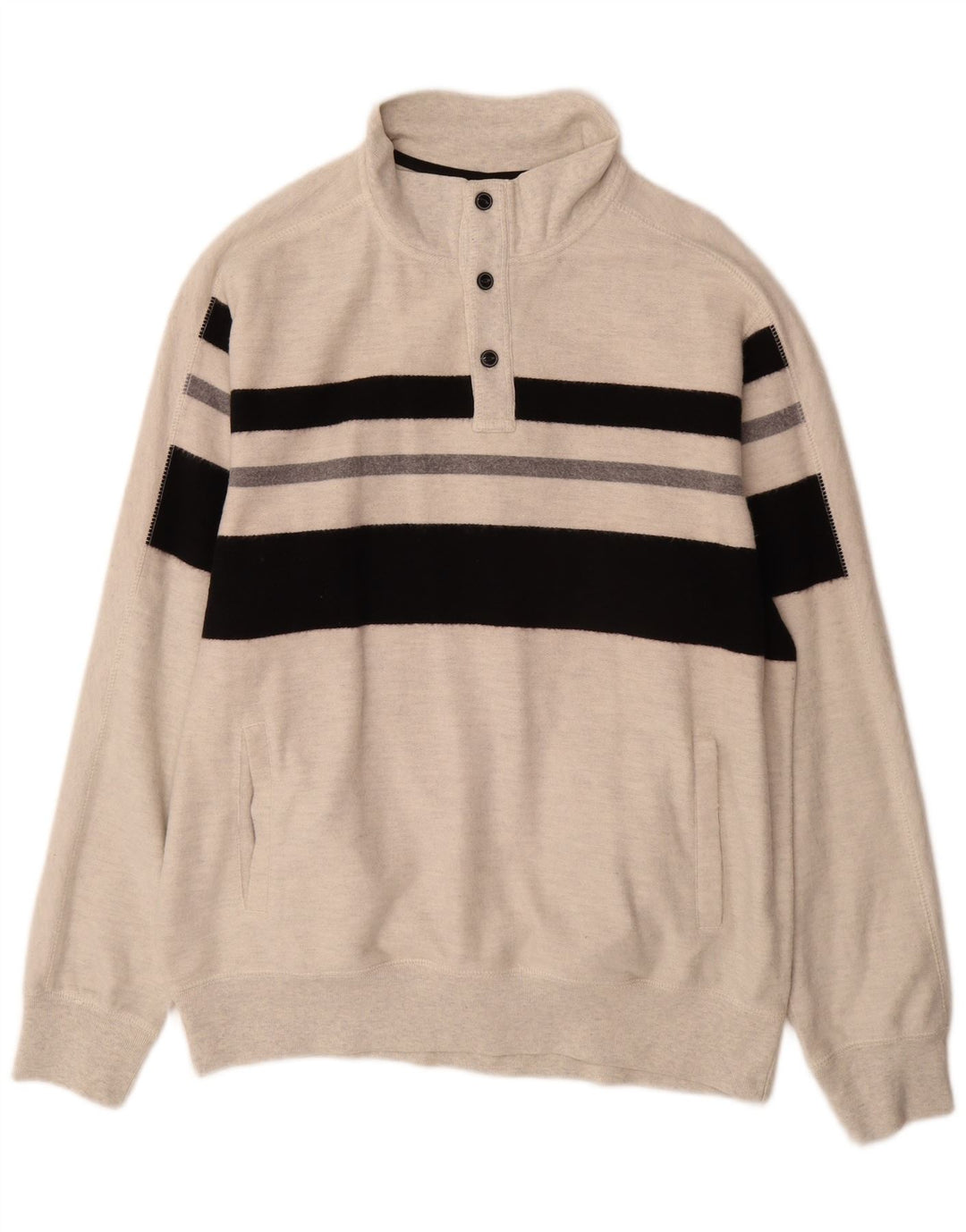 Chaps Hombre Botón Cuello Sudadera Jumper XL Gris Colorblock Algodón