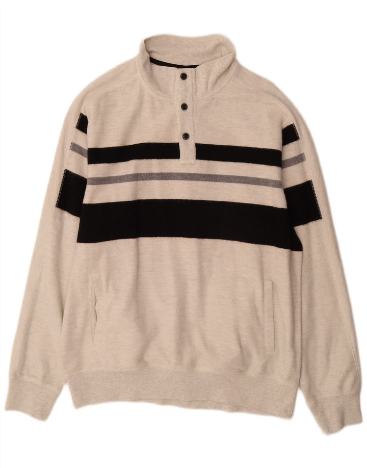 Chaps Hombre Botón Cuello Sudadera Jumper XL Gris Colorblock Algodón