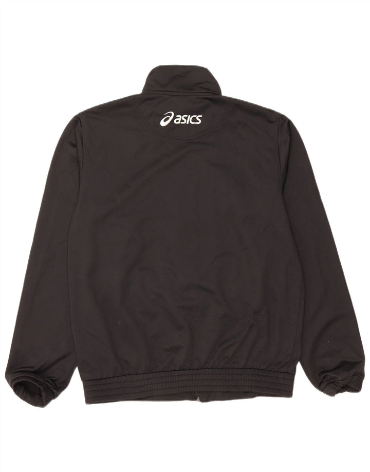 Asics Hombre Gráfico Chándal Top Chaqueta Mediano Negro Colorblock Poliéster