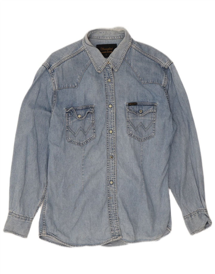 Wrangler Camisa Vaquera Para Mujer UK 44 Grande Azul