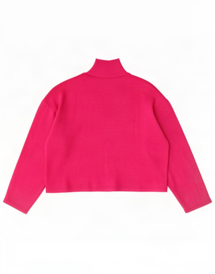Zara Mujer Suéter De Cuello Alto De Gran Tamaño UK 44 Medio Rosa