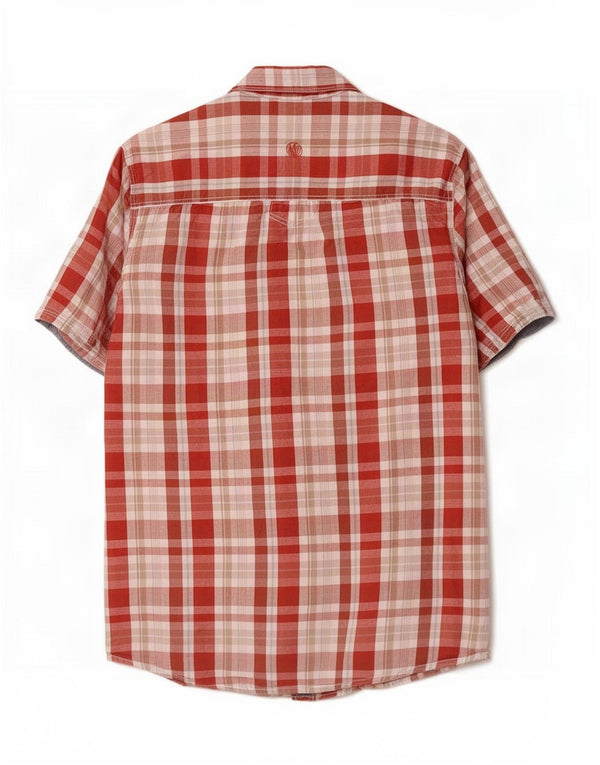 Camisa de manga corta para hombre Fat Face Small Red Checks de algodón