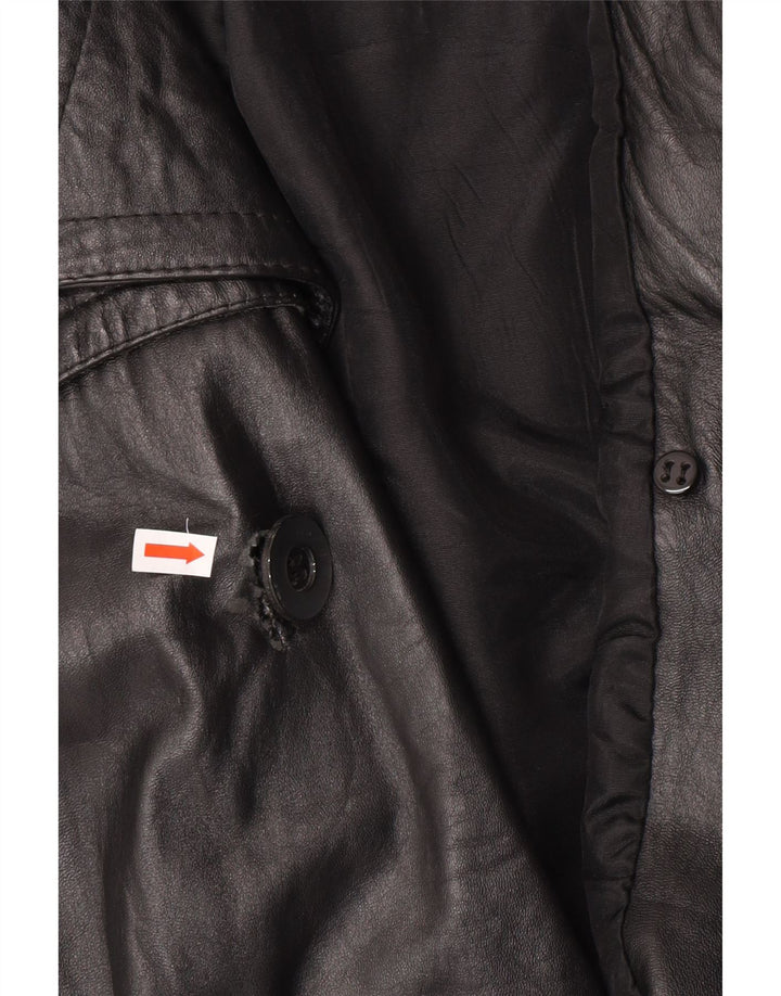 Vintage hombres doble pecho chaqueta de cuero Reino Unido 40 cuero negro grande