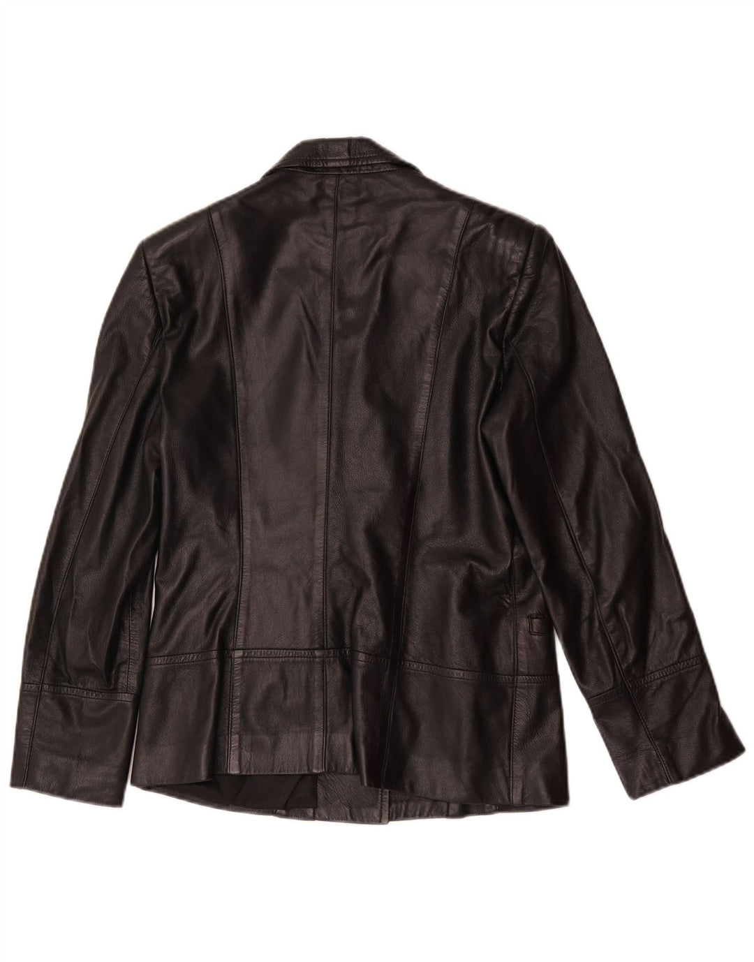 Vintage mujer 1 botón cuero Blazer chaqueta Reino Unido 14 cuero negro medio