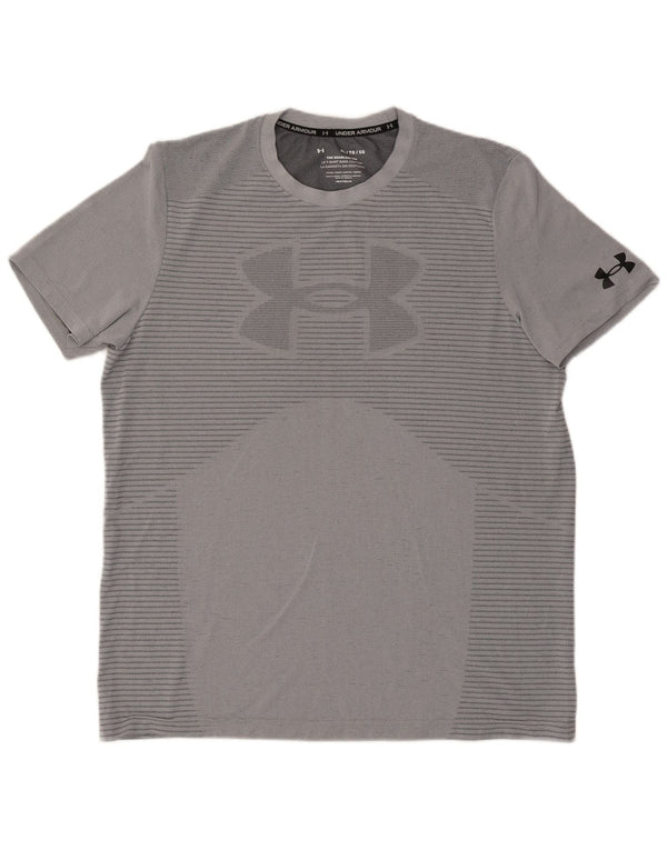 Under Armour Camiseta gráfica Heat Gear para hombre Top XL Poliéster gris a rayas