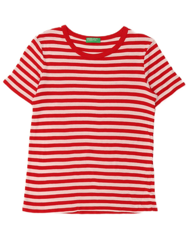 Benetton Camiseta De Mujer UK 40 Small Rojo Rayas