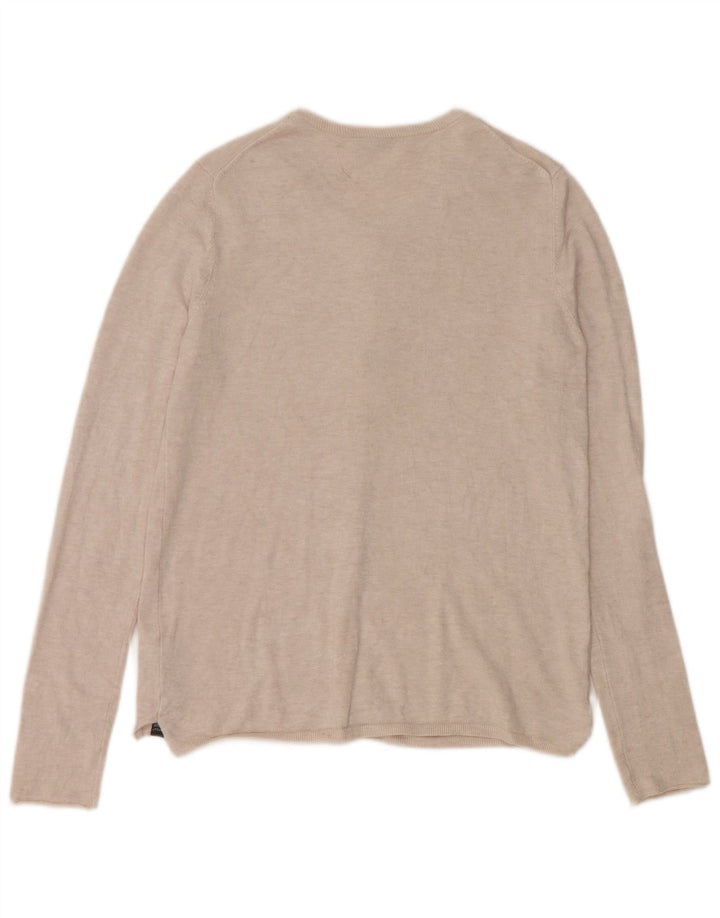 Zara Mujer Cárdigan Suéter UK 44 Grande Viscosa Beige