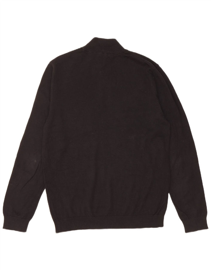PIERRE CARDIN Jersey con cuello alto para hombre, talla grande, algodón negro