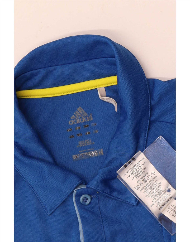 Adidas Mens Climalite Polo Camisa Pequeña Azul Poliéster