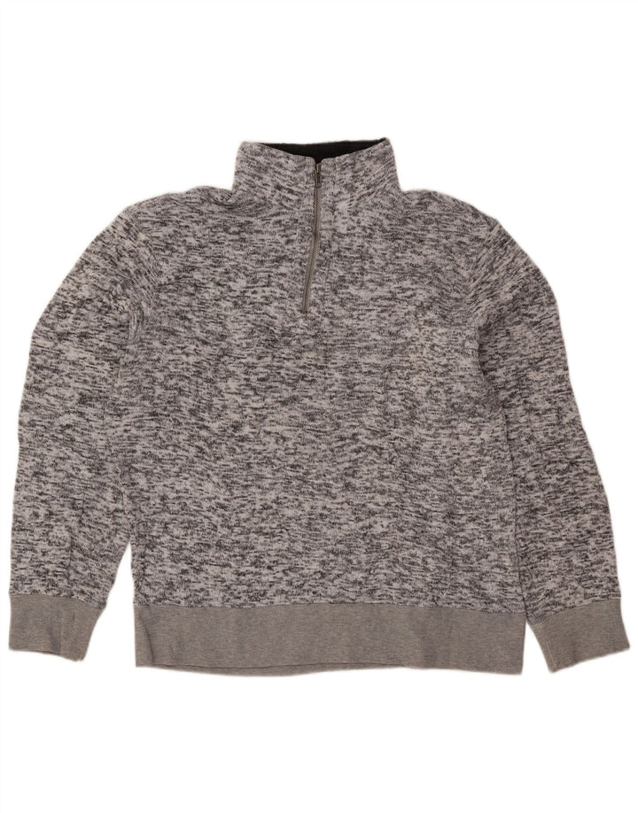 Lee Mens Zip Neck Sudadera Jumper Grande Gris Moteado Poliéster