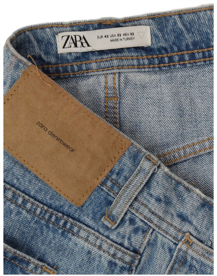 Zara Mens Pantalones cortos de mezclilla desgastados EU 42 Grande W32 Algodón azul