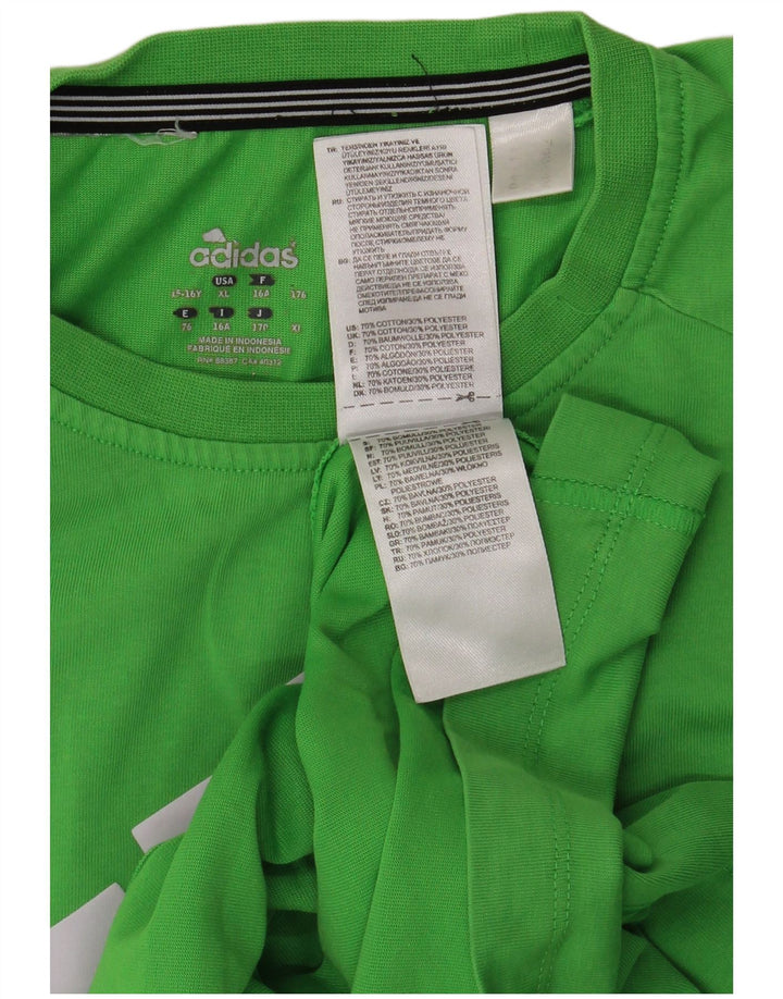 ADIDAS Chicos Climalite Graphic Camiseta Top 15-16 Años Verde Algodón