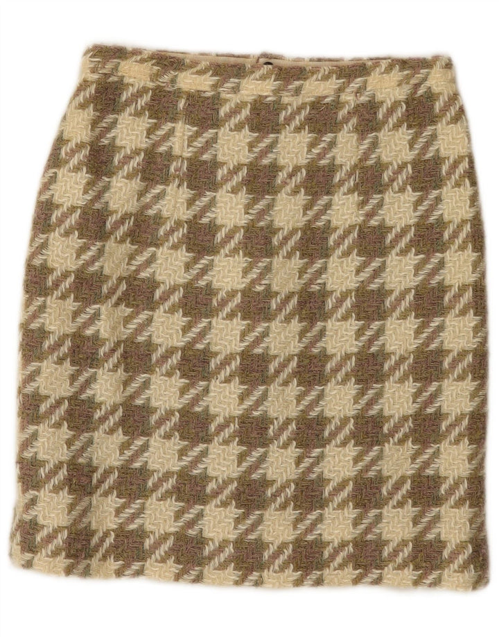 Falda de punto vintage para mujer W26 pata de gallo marrón pequeña