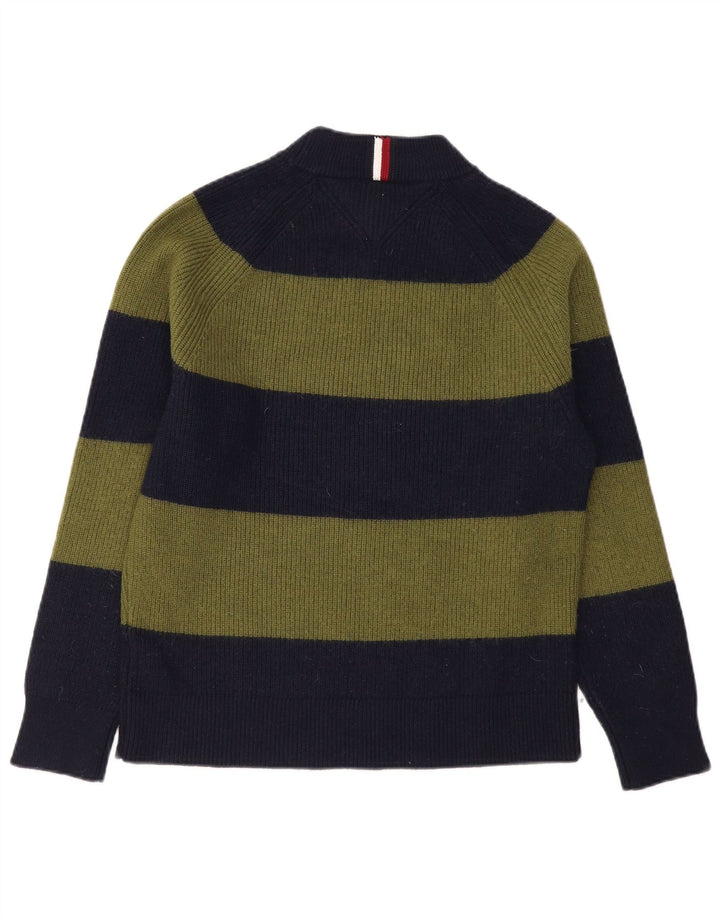 Tommy Hilfiger Jersey con cuello alto para hombre de lana a rayas color caqui mediano