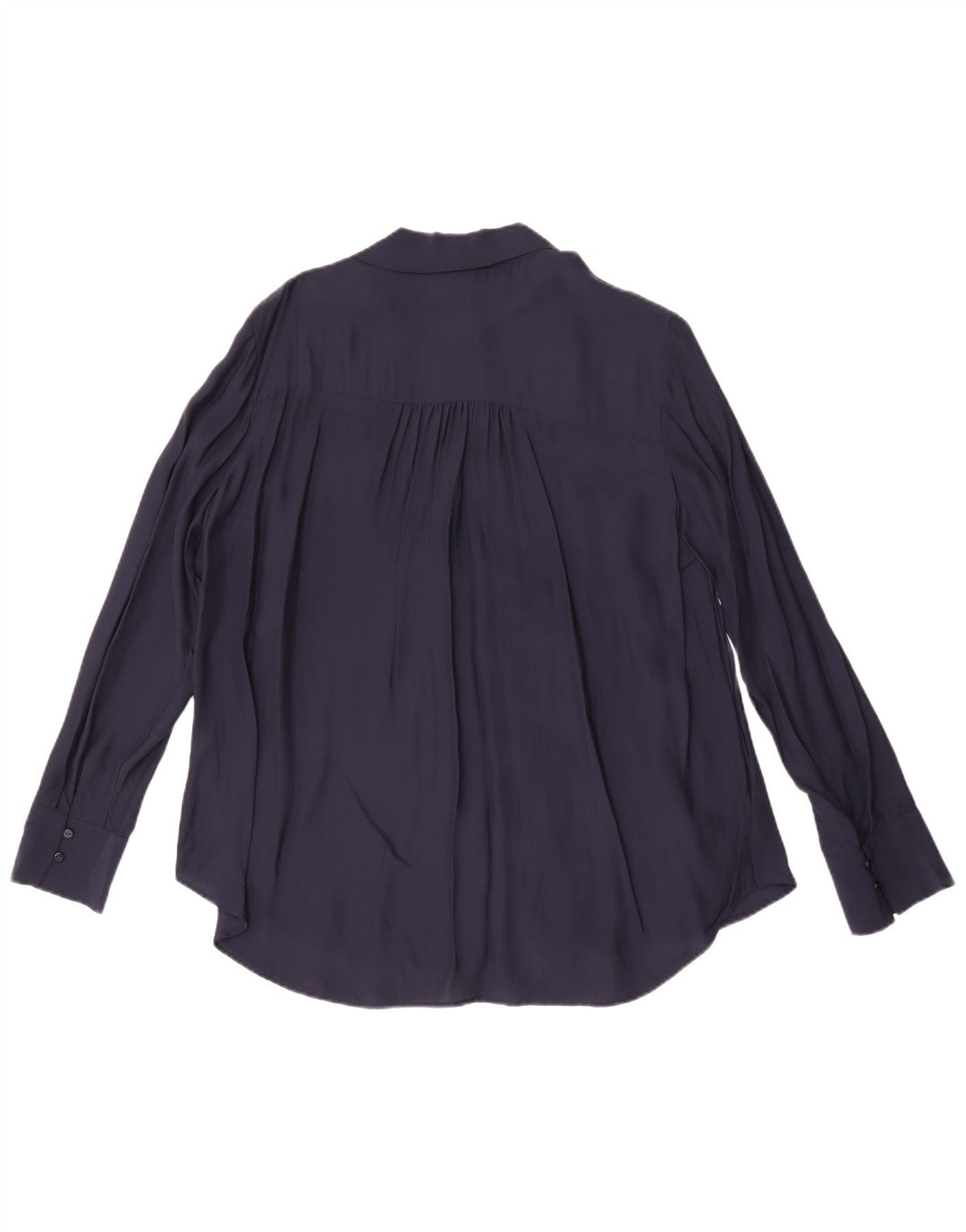 Massimo Dutti Blusa Camisa Mujer Pajarita EU 42 Large Viscosa Azul Marino