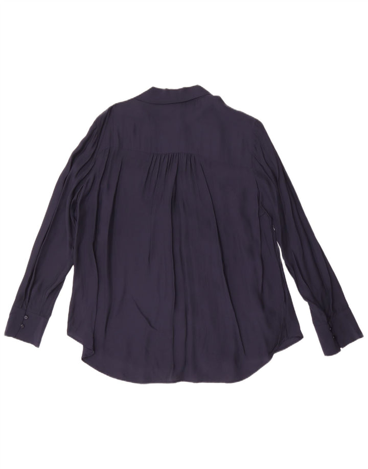 Massimo Dutti Blusa Camisa Mujer Pajarita EU 42 Large Viscosa Azul Marino