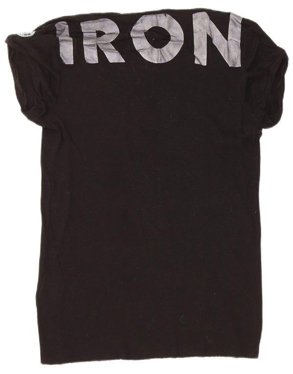 Replay Camiseta gráfica para mujer Top UK 46 Large Algodón negro