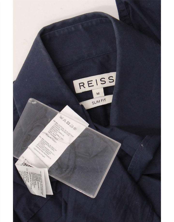 Camisa Reiss Slim Fit De Algodón Azul Marino Medio