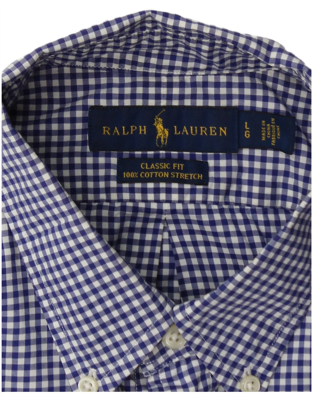 RALPH LAUREN Camisa de corte clásico para hombre Algodón a cuadros azul grande