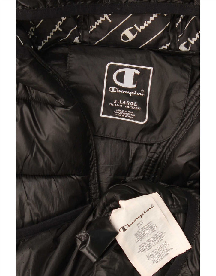 Champion Chaqueta acolchada con capucha para niño 13-14 años XL Negro Poliéster