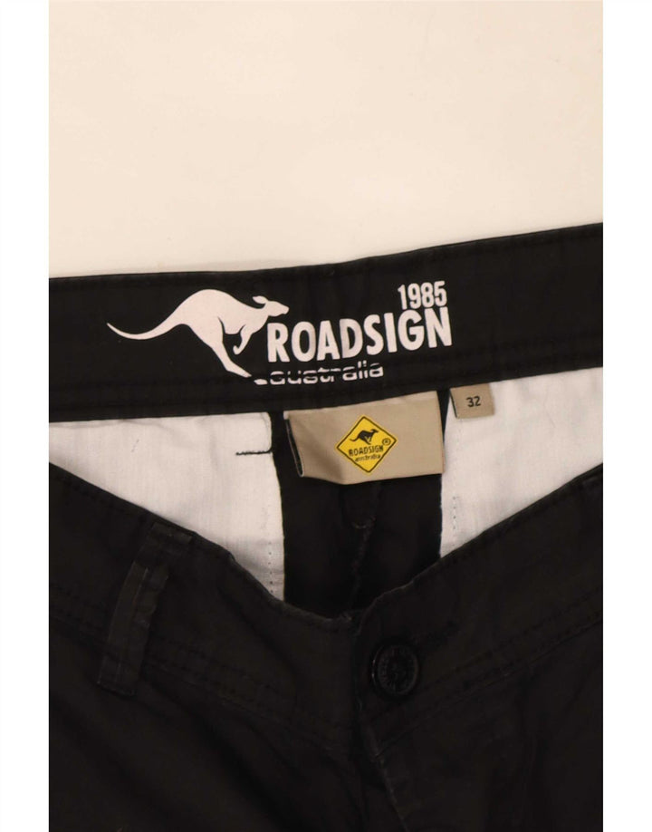 Roadsign Australia Pantalones cortos chinos para hombre W32 Algodón negro mediano