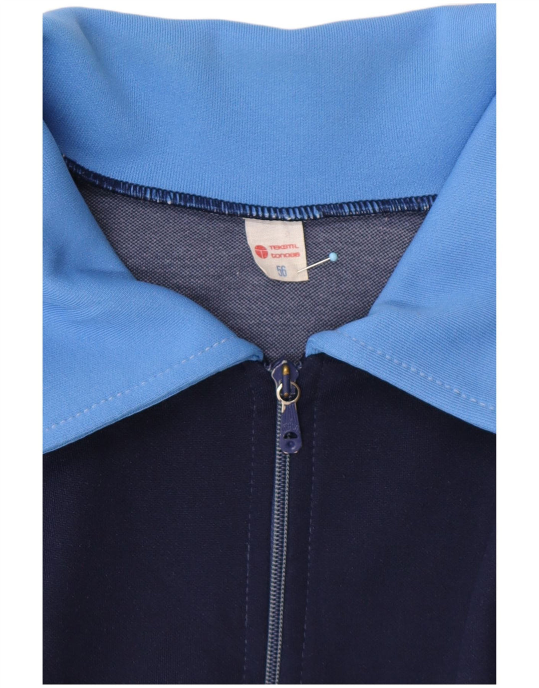 VINTAGE Chaqueta superior de chándal para hombre EU 56 XL Azul Colorblock Retro