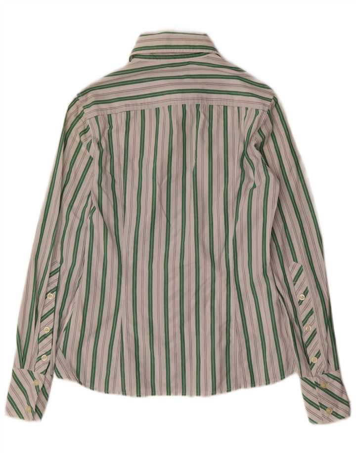 Camisa Benetton Mujer UK 6 XS Algodón A Rayas Blanco