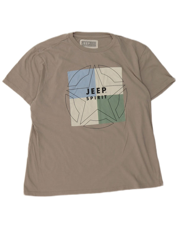 JEEP Camiseta gráfica para mujer Top UK 46 Large Grey Cotton
