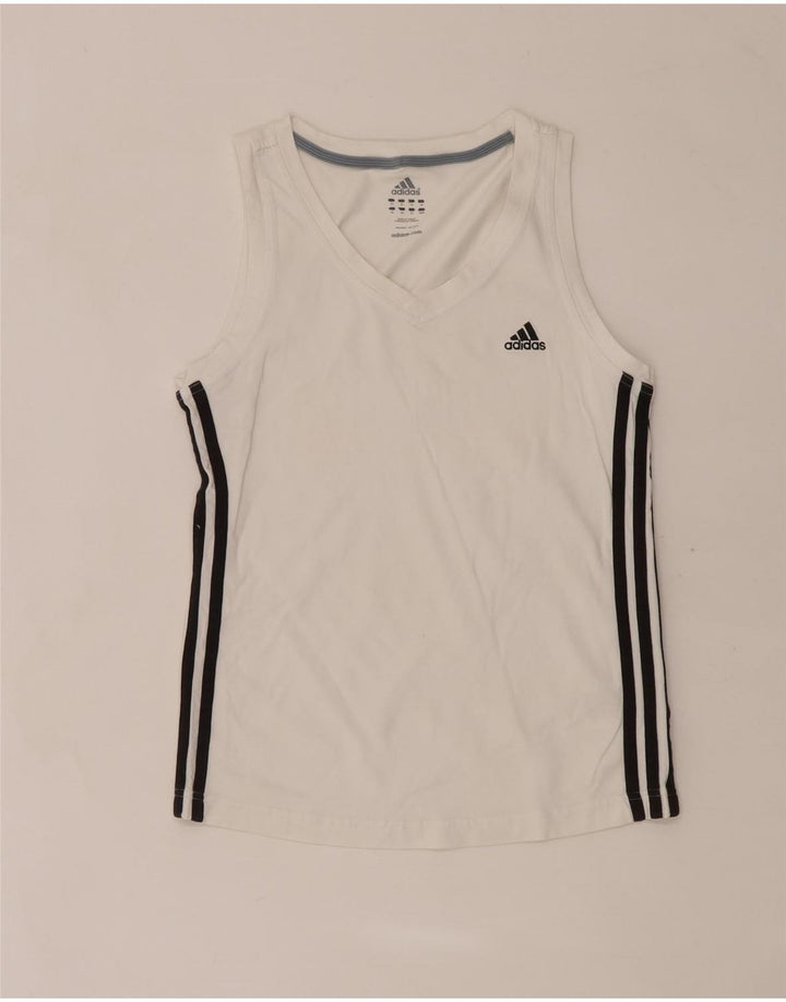 Adidas Mujer Chaleco Top Reino Unido 14 Medio Blanco Algodón
