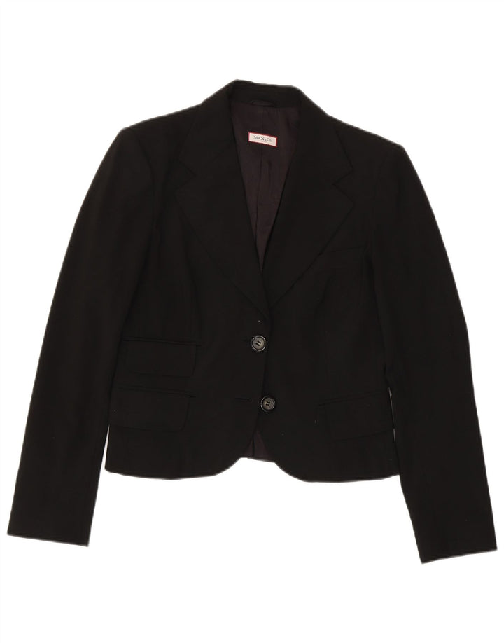 Max & Co. Chaqueta tipo blazer de 2 botones para mujer UK 10 Small Poliéster negro
