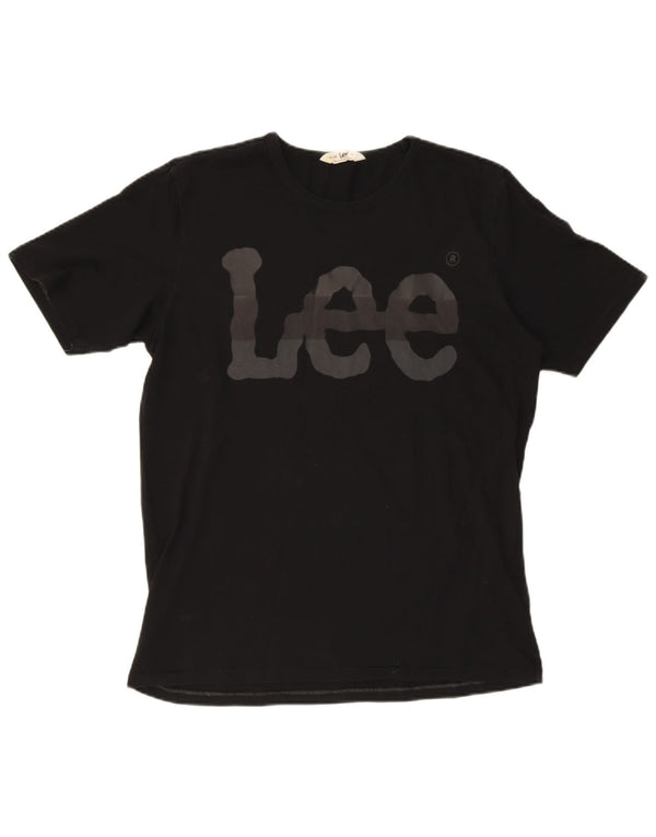 LEE Camiseta gráfica para hombre Top grande de algodón negro