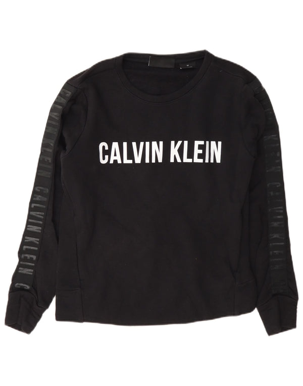 Calvin Klein Sudadera gráfica para mujer Jumper UK 10 Small Azul marino Algodón