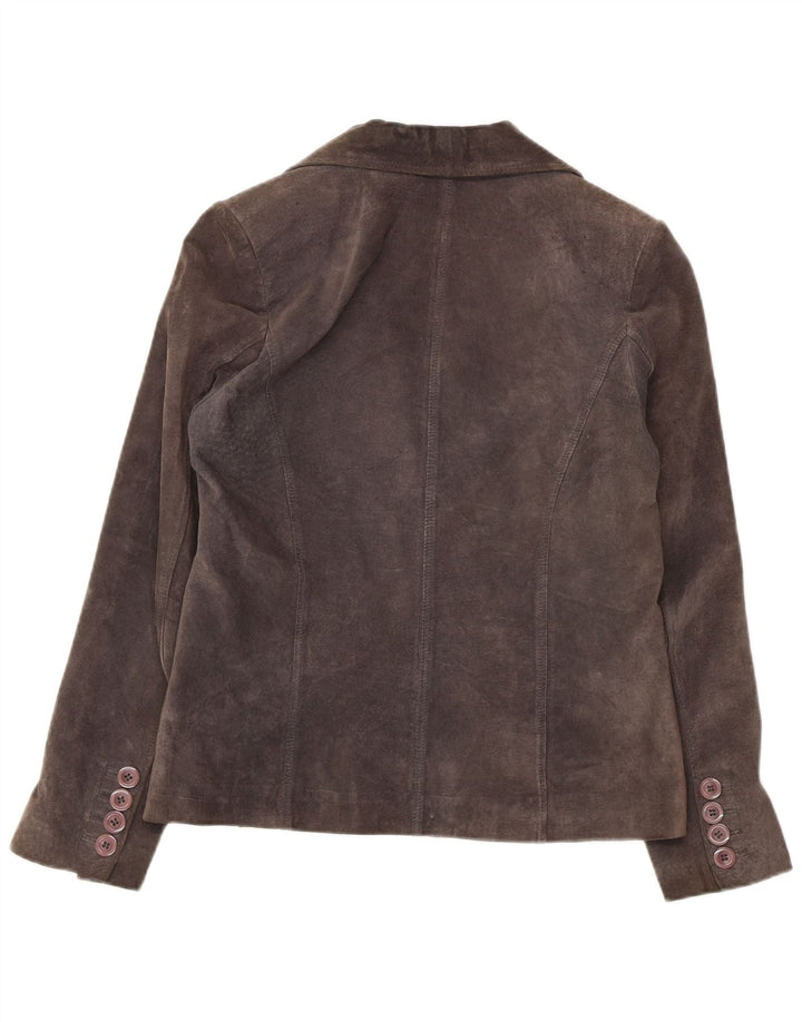 Project Chaqueta Blazer de Ante con 2 Botones para Mujer IT 46 Cuero Gris Grande