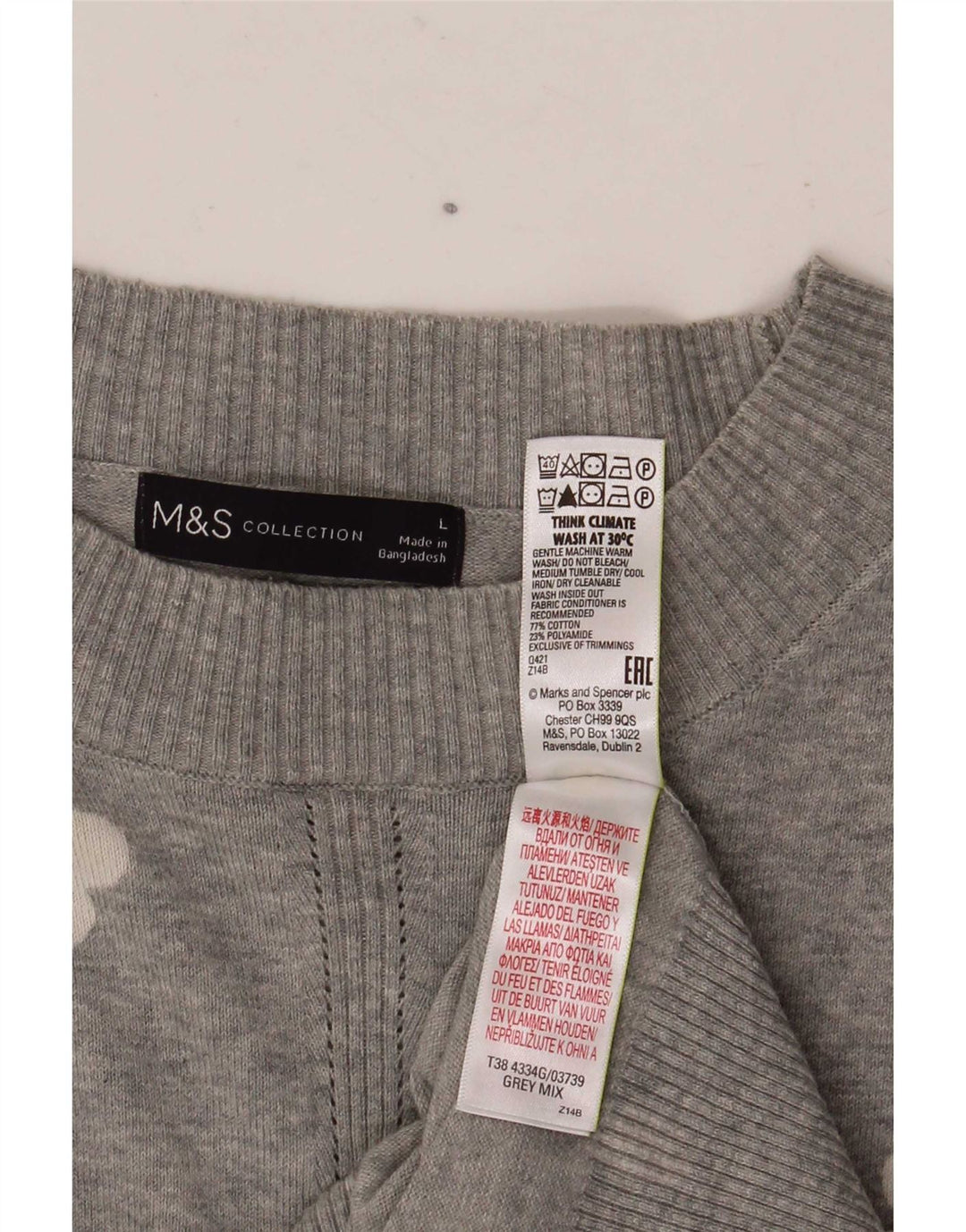 Marks & Spencer Suéter de Cuello Redondo con patrón Abstracto para Mujer UK 46 L