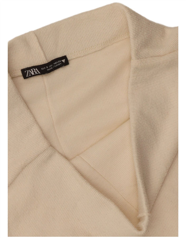 Zara Mujer Falda Midi De Punto Pequeña W26 Blanco Roto