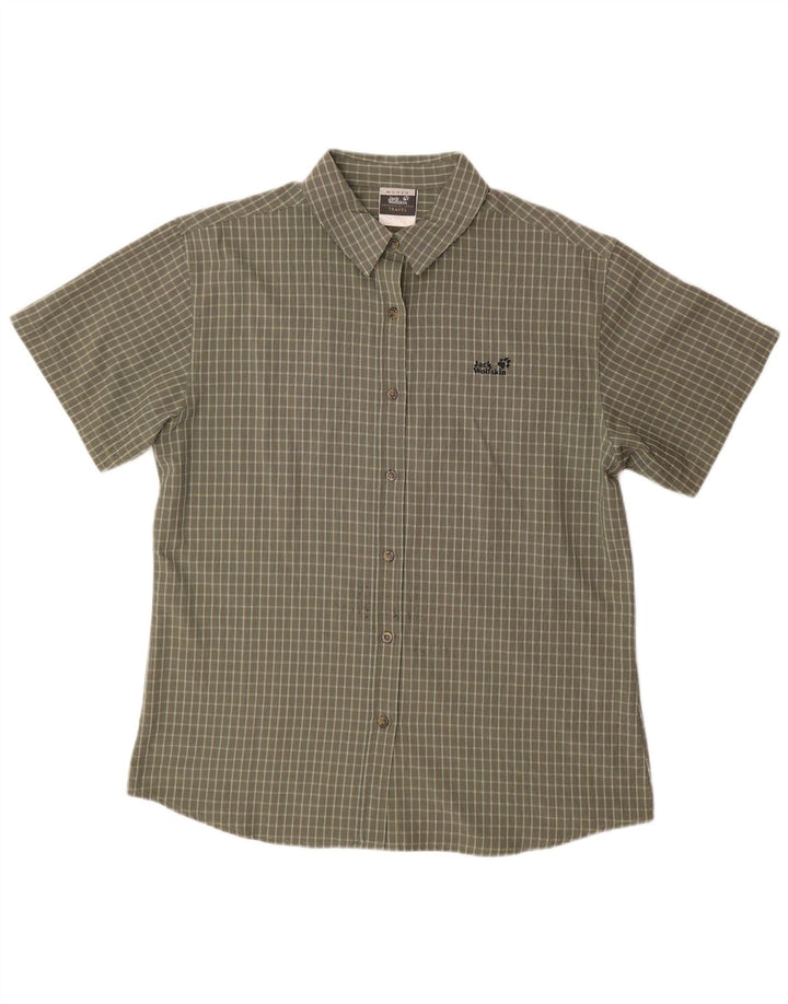 JACK WOLFSKIN Camisa de manga corta para mujer ES 40 XL Poliéster a cuadros caqui