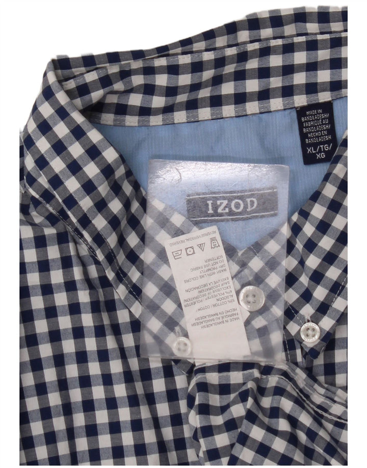 IZOD Camisa de manga corta para hombre XL Algodón a cuadros azul