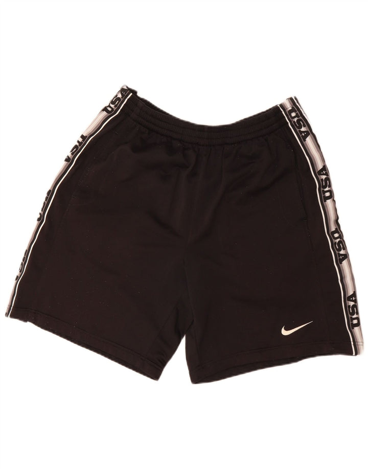 Nike Pantalones cortos deportivos con gráficos para hombre, poliéster negro mediano