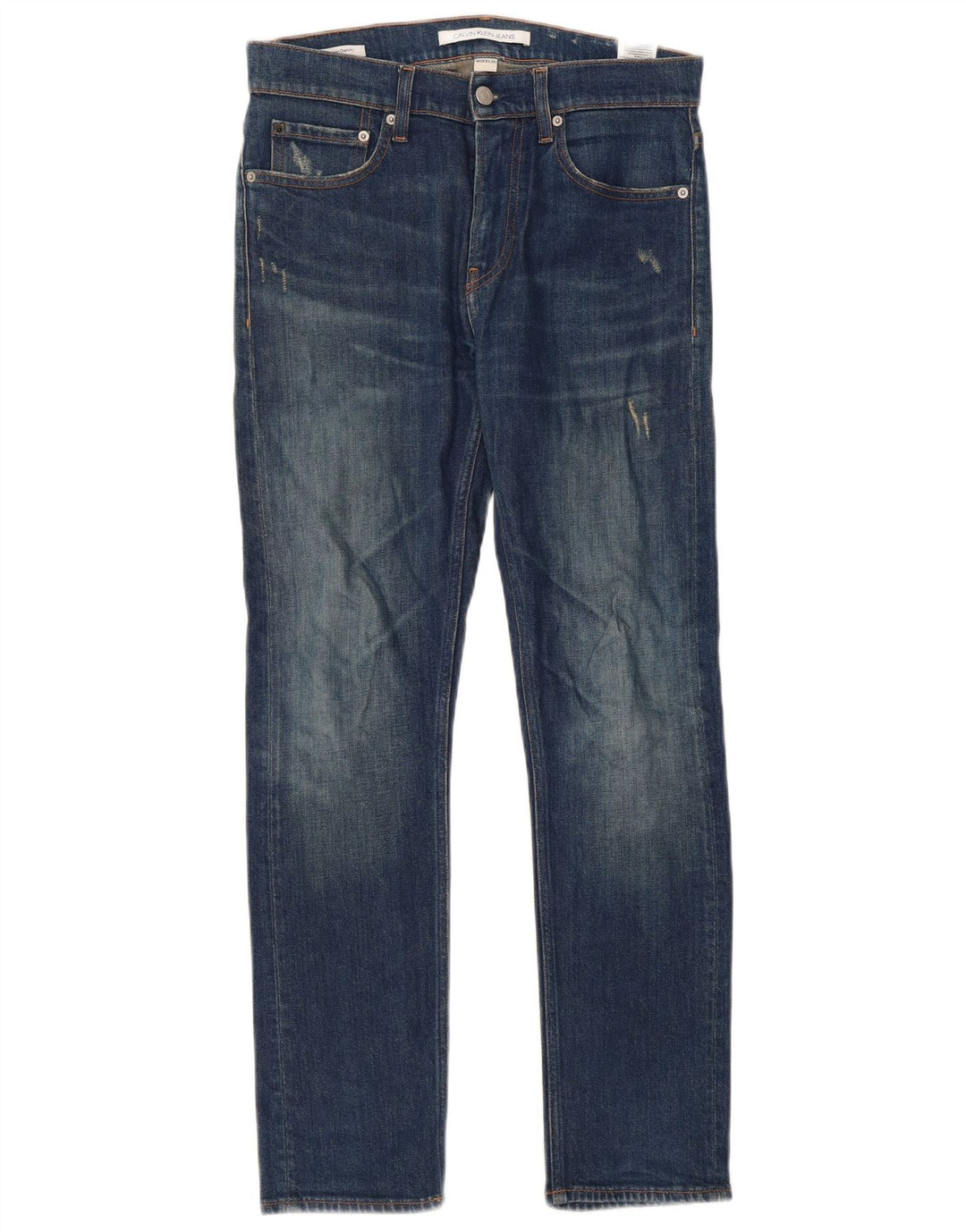Calvin Klein Vaqueros Slim Desgastados para Mujer W28 L30 Algodón Azul