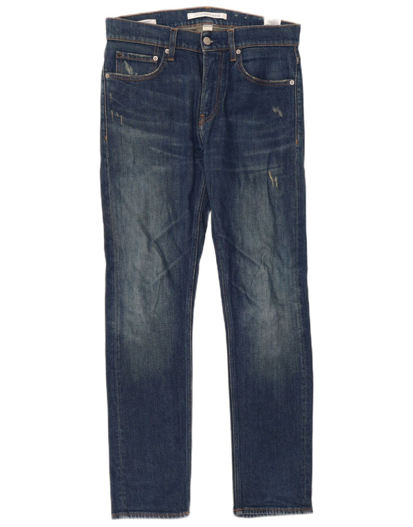 Calvin Klein Vaqueros Slim Desgastados para Mujer W28 L30 Algodón Azul