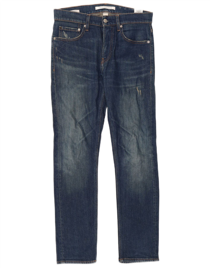 Calvin Klein Vaqueros Slim Desgastados para Mujer W28 L30 Algodón Azul