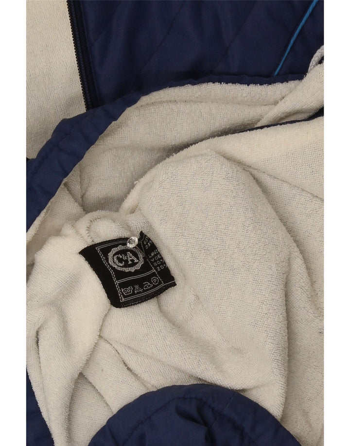 C & A Chaqueta cortavientos con capucha para hombre UK 36 Small Azul marino Algodón