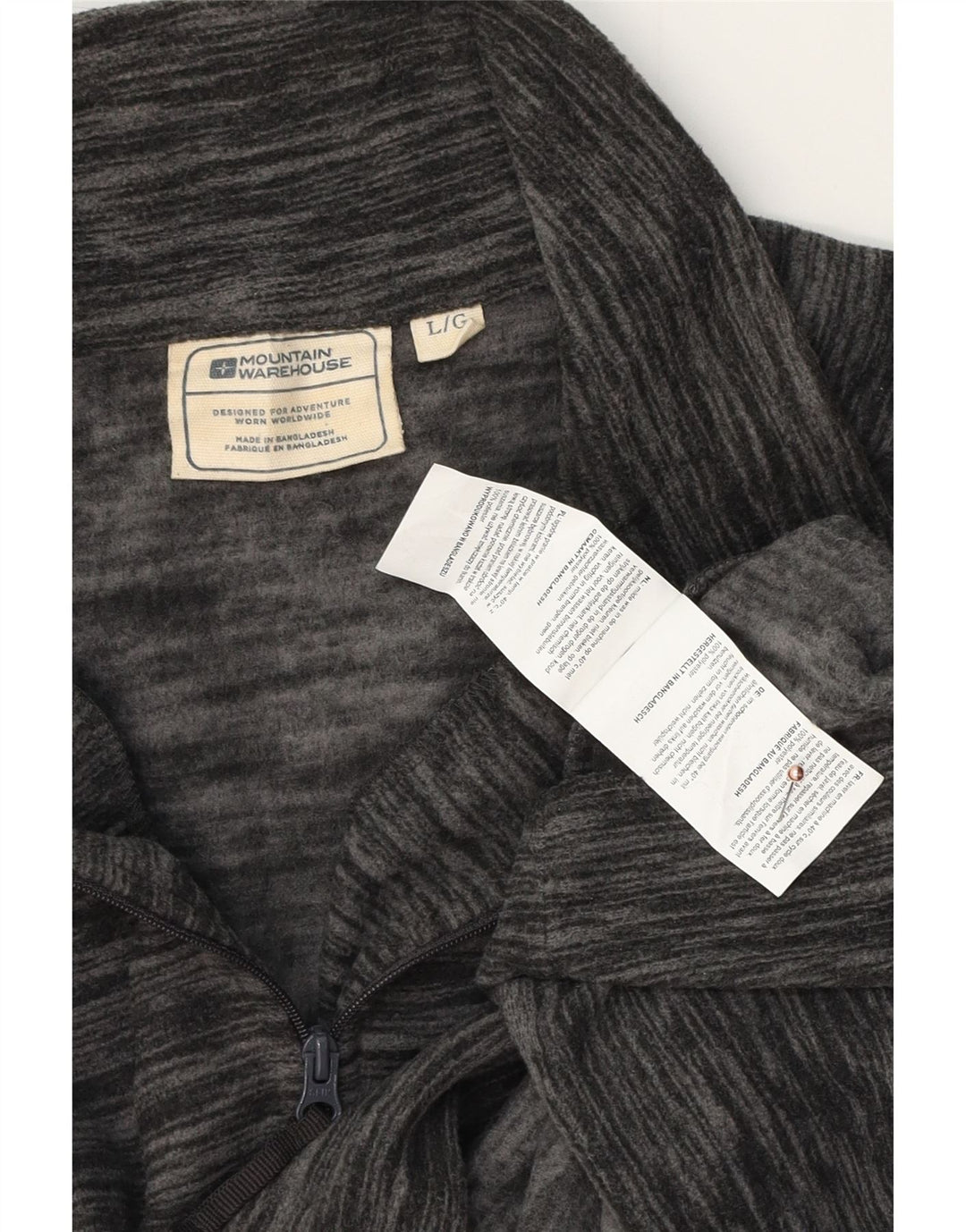 MOUNTAIN WAREHOUSE Jersey de forro polar con cuello y cremallera para hombre grande gris a rayas