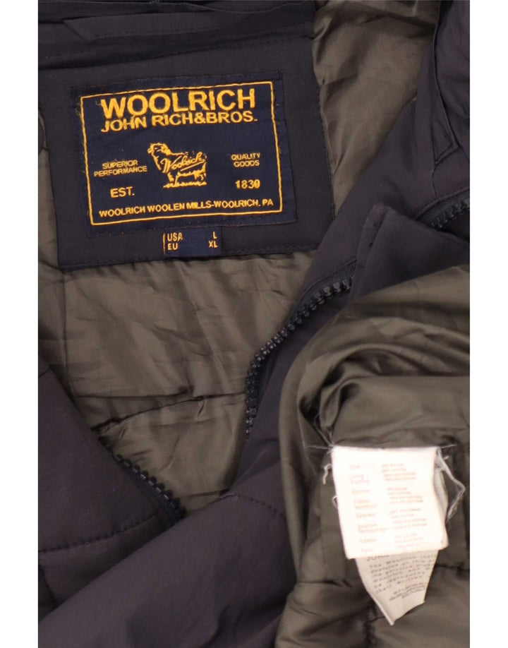 Woolrich Chaqueta acolchada con capucha para hombre UK 40 Large Nylon azul marino