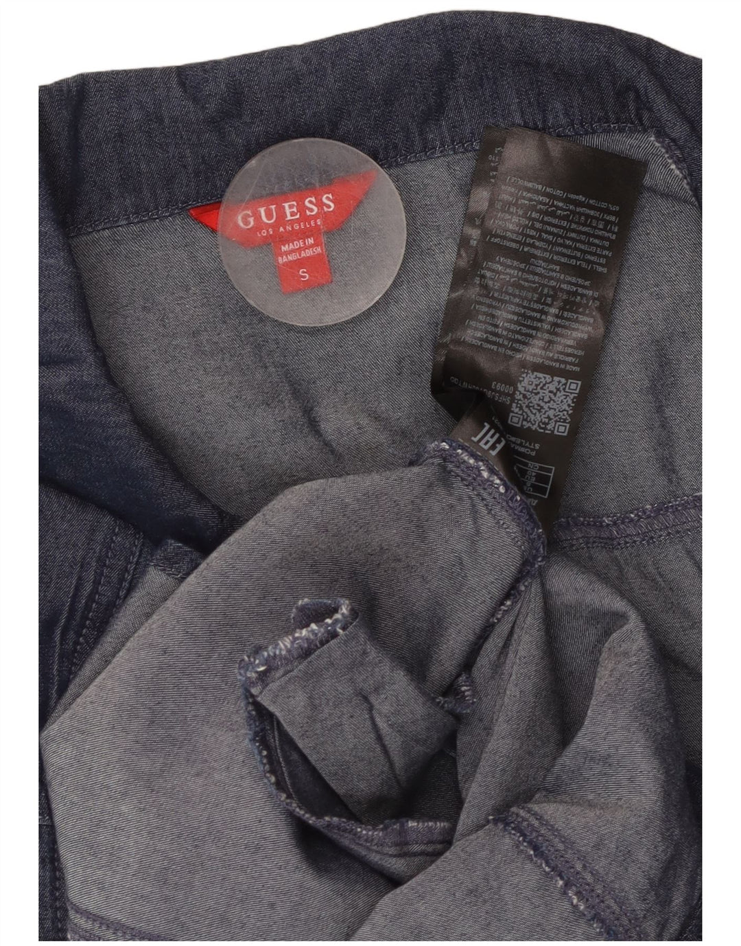 GUESS Vestido camisero vaquero de manga 3/4 para mujer UK 10 Small Azul marino Algodón