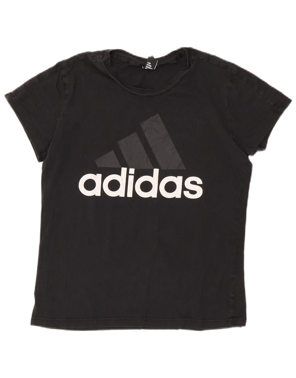 Adidas Camiseta gráfica para mujer Top UK 12 Medium Black Cotton
