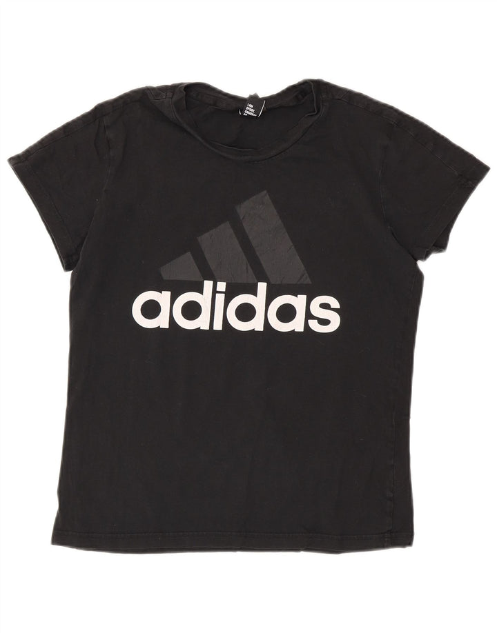 Adidas Camiseta gráfica para mujer Top UK 12 Medium Black Cotton